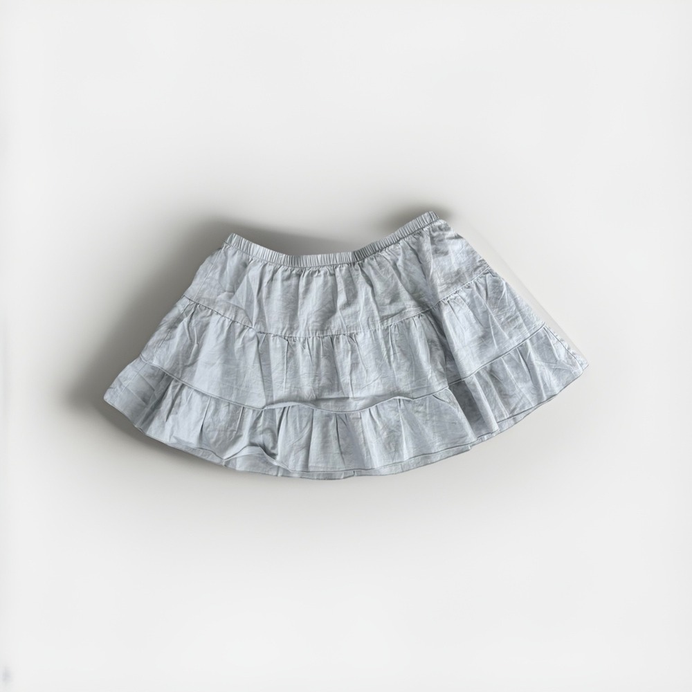 john Galt Women's Mini Skirt Tiered Ruffled Gray Elastic Waist Twee Kidcore S